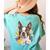 Floral Boston Terrier Women's Comfort Colors T-Shirt Back Print Chalky Mint