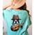 Guitar Shirt Boston Terrier Dog Playing Acoustic Guitar Women's Comfort Colors T-Shirt Back Print Chalky Mint