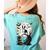 Spooky Halloween Moon Boston Terrier Boston Bull Bostie Women's Comfort Colors T-Shirt Back Print Chalky Mint