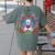 Boston Terrier Sugar Skull Dog Day Of The Dead Women's Comfort Colors T-Shirt Back Print Moss