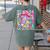 Groovy Teacher Cute Coquette Bow Flower Retro Back To School Women's Comfort Colors T-Shirt Back Print Moss