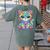 Happy Dot Day Colorful Polka Dot Cat Kitten Teachers Kids Women's Comfort Colors T-Shirt Back Print Moss
