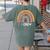 IA Crew Instructional Assistant Rainbow Teachers Aide Women's Comfort Colors T-Shirt Back Print Moss