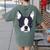 Kids Boston Terrier Dog For Women And Girls Women's Comfort Colors T-Shirt Back Print Moss
