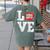 LOVE Kindergarten Teacher Student School Apple Women's Comfort Colors T-Shirt Back Print Moss