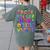 Monster ABC Cute Alphabet Halloween Teacher Costume Kids Women's Comfort Colors T-Shirt Back Print Moss