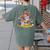 Turkey Reading Books Fall Season Thanksgiving Teacher Book Women's Comfort Colors T-Shirt Back Print Moss