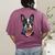 Boston Terrier American Flag Women's Comfort Colors T-Shirt Back Print Berry