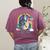 Boston Terrier Riding Dinosaur T-Rex Boys Kids Rainbow Women's Comfort Colors T-Shirt Back Print Berry