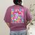 Groovy Teacher Cute Coquette Bow Flower Retro Back To School Women's Comfort Colors T-Shirt Back Print Berry