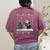 Ugly Christmas Tree Lights Xmas Santa Riding Boston Terrier Women's Comfort Colors T-Shirt Back Print Berry