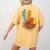 One Thankful Teacher Thanksgiving Turkey Peace Hand Sign Women's Comfort Colors T-Shirt Back Print Mustard
