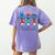 All American Teacher Pencil Coquette Bow USA Flag Teachers Women's Comfort Colors T-Shirt Back Print Violet
