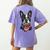 Boston Terrier American Flag Women's Comfort Colors T-Shirt Back Print Violet