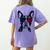 Boston Terrier Dog 4th July America USA Flag Men Women Kids Women's Comfort Colors T-Shirt Back Print Violet