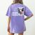Boston Terrier Dog 4th Of July US American Flag Patriotic Women's Comfort Colors T-Shirt Back Print Violet