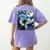 Boston Terrier Dog Art Van Gogh Starry Night Boston Terrier Women's Comfort Colors T-Shirt Back Print Violet