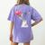 Boston Terrier Dog Blowing Chewing Bubble Gum Pink Women's Comfort Colors T-Shirt Back Print Violet