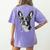 Boston Terrier Dog Motif Pet Illustration Boston Terrier For Men Women Kids Women's Comfort Colors T-Shirt Back Print Violet
