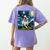 Boston Terrier Dog Starry Night Painting Women's Comfort Colors T-Shirt Back Print Violet