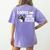 Boston Terrier Lover Coffee And Boston Terriers Women's Comfort Colors T-Shirt Back Print Violet