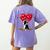 Boston Terrier Lover Heart Shape Boston Terrier Valentine Women's Comfort Colors T-Shirt Back Print Violet