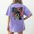 Boston Terrier Patriotic 4th Of July USA American Flag Women's Comfort Colors T-Shirt Back Print Violet