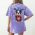 Boston Terrier Puppy Dog Holds His American Flag 4th Of July Women's Comfort Colors T-Shirt Back Print Violet
