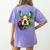 Boston Terrier In Red Day Of The Dead Sugar Skull Dog Women's Comfort Colors T-Shirt Back Print Violet