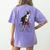 Boston Terrier Riding Bicycle Cute Bostie Biker Raglan Baseball Tee Women's Comfort Colors T-Shirt Back Print Violet