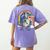 Boston Terrier Riding Dinosaur T-Rex Boys Kids Rainbow Women's Comfort Colors T-Shirt Back Print Violet