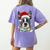 Boston Terrier Santa Christmas Tree Lights Xmas Boys Men Dog Women's Comfort Colors T-Shirt Back Print Violet