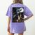 Boston Terrier Selfie Full Moon Flying Witch Halloween Dog Women's Comfort Colors T-Shirt Back Print Violet