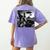 Boston Terrier Graphic Selfie With UFOs Weird Aliens Women's Comfort Colors T-Shirt Back Print Violet