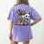 Boston Terrier Skeleton Mummy Witch Halloween Women's Comfort Colors T-Shirt Back Print Violet