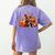Boston Terrier Thanksgiving Leopard Pumpkins Fall Leaves Women's Comfort Colors T-Shirt Back Print Violet