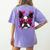 Boston Terrier Valentines Day Shirt Heart Dog Lover Women's Comfort Colors T-Shirt Back Print Violet