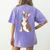Brindle Boston Terrier Dog Patriotic Shirt USA Flag Women's Comfort Colors T-Shirt Back Print Violet