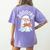 Cute Ghost Reading Book Librarian Teacher Halloween Costume Women's Comfort Colors T-Shirt Back Print Violet