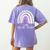 Early Headstart Cute Retro Rainbow Teachers Women's Comfort Colors T-Shirt Back Print Violet