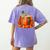 Fall Book Autumn Reading Teacher Halloween Pumpkin Season Women's Comfort Colors T-Shirt Back Print Violet