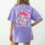 Groovy Teacher Cute Coquette Bow Flower Retro Back To School Women's Comfort Colors T-Shirt Back Print Violet