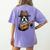 Guitar Shirt Boston Terrier Dog Playing Acoustic Guitar Women's Comfort Colors T-Shirt Back Print Violet