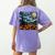 Halloween Pumpkin Starry Night Van Gogh Art Teacher Women's Comfort Colors T-Shirt Back Print Violet