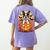 Halloween Retro Boston Terrier Women's Comfort Colors T-Shirt Back Print Violet