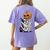 Halloween Skeleton Boston Terrier Women's Comfort Colors T-Shirt Back Print Violet