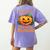 Halloween Teacher Librarian Pumpkin Reading Books Men Women Kids Women's Comfort Colors T-Shirt Back Print Violet