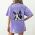 Love Is Boston Terrier Bostie Women's Comfort Colors T-Shirt Back Print Violet