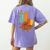 One Thankful Teacher Thanksgiving Turkey Peace Hand Sign Women's Comfort Colors T-Shirt Back Print Violet