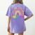 Preschool Rainbow Girls Boys Kids Teacher Back To School Women's Comfort Colors T-Shirt Back Print Violet